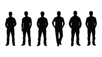 Male silhouettes isolated on white background, Vector