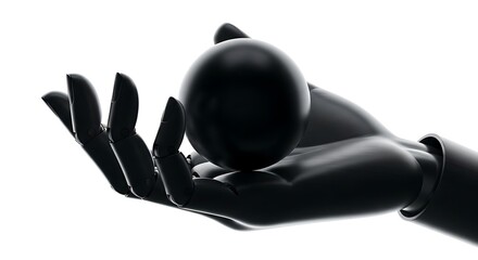 Robotic Hand Holding Sphere, AI and Technology Concept, Dark Theme