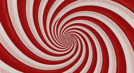 Hypnotic spiral of red and white stripes creating an optical illusion of depth and movement