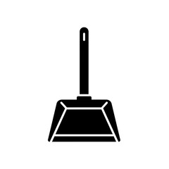 Black and White Dustpan Icon — Minimal Cleaning Tool Silhouette
