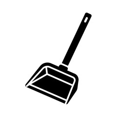 Black and White Dustpan Icon — Minimal Cleaning Tool Silhouette