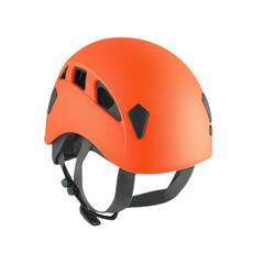 Fototapeta premium Orange climbing helmet for safety isolated on white background equipment
