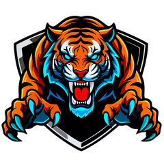 Fototapeta premium TIGER GAMING ESPORTS AESTHETIC LOGO THAT REFLECTS STRONG AND FIERCE PERFORMANCE