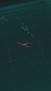 Vertical portrait, zoom in to the map of New Caledonia, with text and textless.