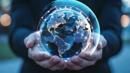 Global network connecting world, held in hands, digital future unfolds - Powered by Adobe