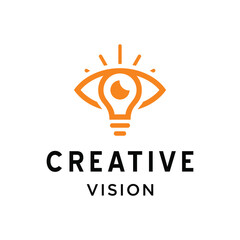 Modern vision eye with Lightbulb Symbol for technology creative bright ideas innovation insight business logo design