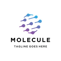 Modern abstract molecule with digital connection interconnected shapes for science technology or medical business logo design