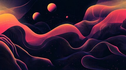 abstract cosmic landscape with red and purple nebula