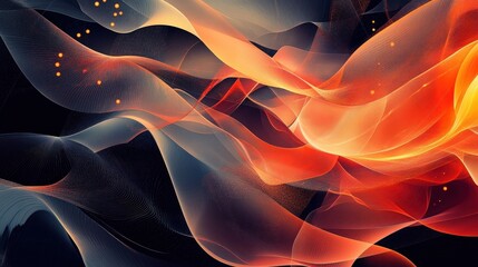 abstract orange and black swirling waves