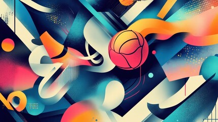 abstract colorful basketball artwork