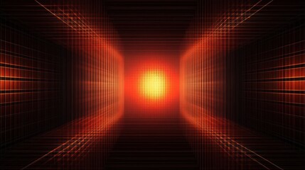abstract orange grid tunnel background