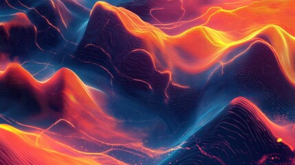 abstract colorful waves digital art