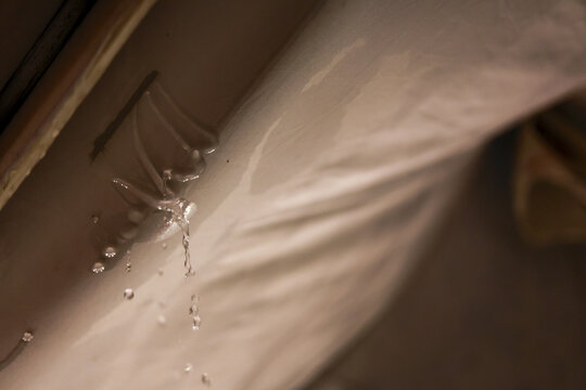 Serious water leak from burst plumbing pipe causing property damage inside home. This household problem requires emergency repair to prevent flood or disaster