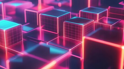 neon cubes abstract background