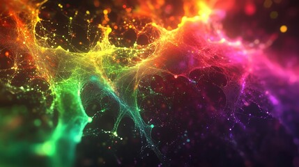 Fototapeta premium vibrant rainbow nebula colorful cosmic dust and energy