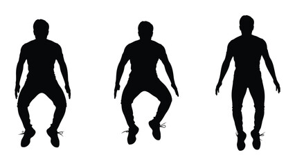 Man jumping silhouette sequence isolated on white background, Vector