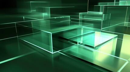 abstract green glass cubes background