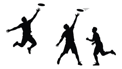 Ultimate frisbee players silhouettes isolated on white background, Vector