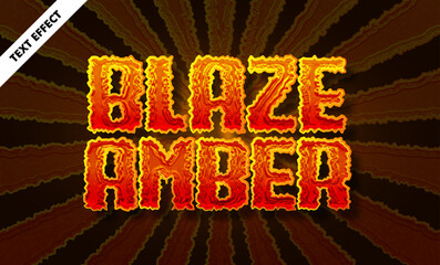 Amber blaze fire text effect - glowing flame editable typography