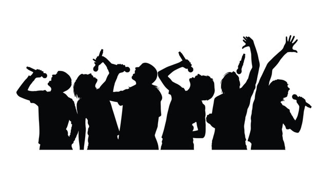 Singing group silhouette isolated on white background, Vector