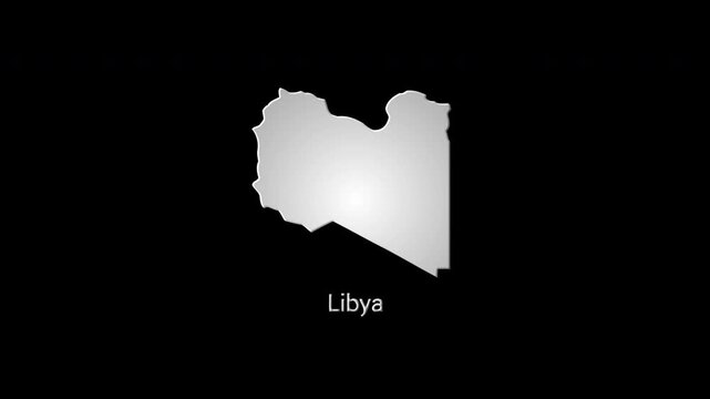 Libya map appearing and disappearing with light effect