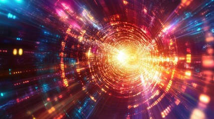 Obraz premium abstract colorful light tunnel digital data stream futuristic te