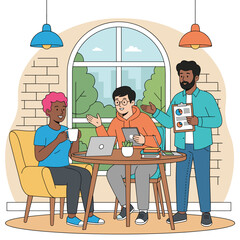 Creative Team Discussing Ideas and Strategies in Modern Office