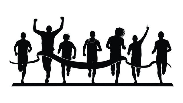 Running race finish line silhouette isolated on white background, Vector - Powered by Adobe