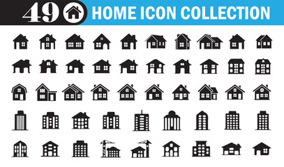 Home Icon Collection . Modern House, Building, and Real Estate Vector Set