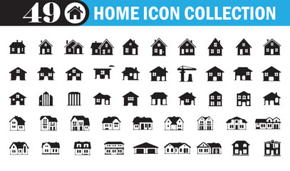 Home Icon Collection . Modern House, Building, and Real Estate Vector Set
