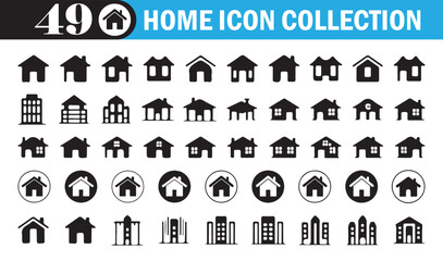 Home Icon Set. Collection of Modern House and Real Estate Symbols