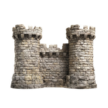 Ancient stone castle ruins with weathered towers and fortification walls