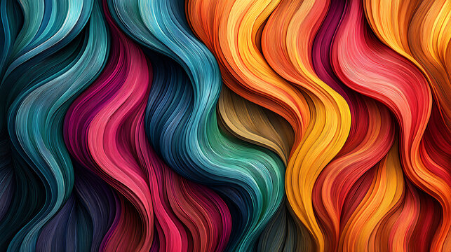 Vivid abstract wave pattern featuring flowing multicolored strands creates a dynamic and modern art background - Powered by Adobe