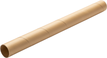 A Long Brown Cardboard Tube With Subtle Ring Markings Running Diagonally Across The Frame Isolated On A Transparent Background For Easy Clipping Paper Roll Cylindrical Shape Transparent Background