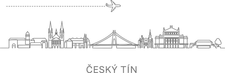 Cesky Tesin Skyline with Airplane Travel Icon