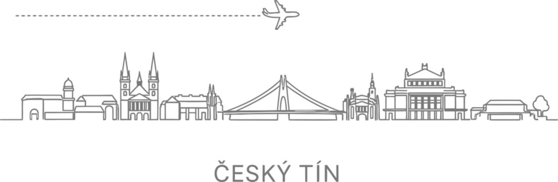 Cesky Tesin Skyline with Airplane Travel Icon