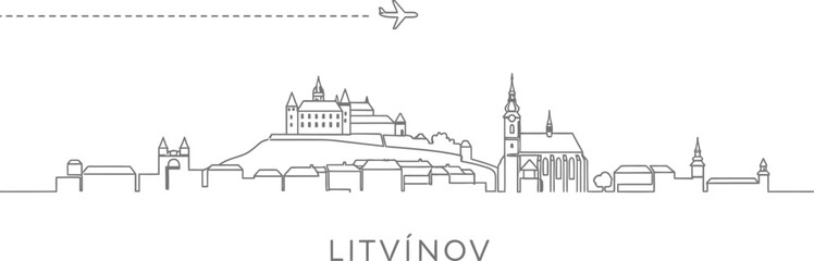 Obraz premium Litvinov Czech Republic Skyline with Airplane Travel