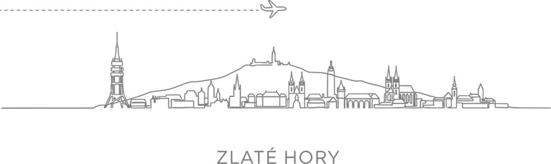 Obraz premium Zlate Hory Czech Republic Skyline Airplane Travel
