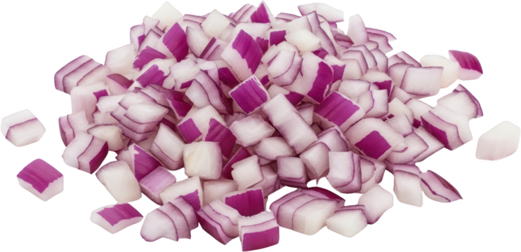 Pile Of Diced Red Onion Pieces With Distinct White And Purple Layers Isolated Transparent Background Isolate Chopped Vegetable Ingredient Food Fresh Produce