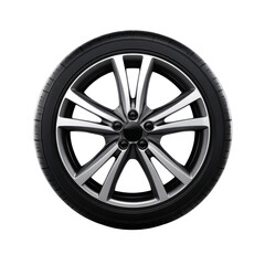 Fototapeta premium Sleek car wheel featuring modern design and impeccable tire detailing