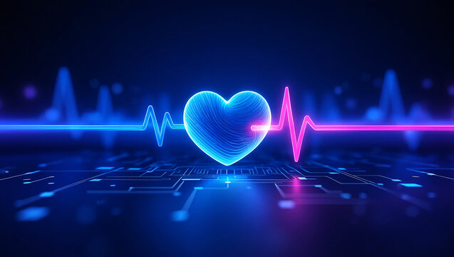 Glowing Heartbeat Pulse cardiology medical - Powered by Adobe