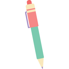 A Mechanical Pencil with a Coral Pink Barrel and Turquoise Green Body on a White Background