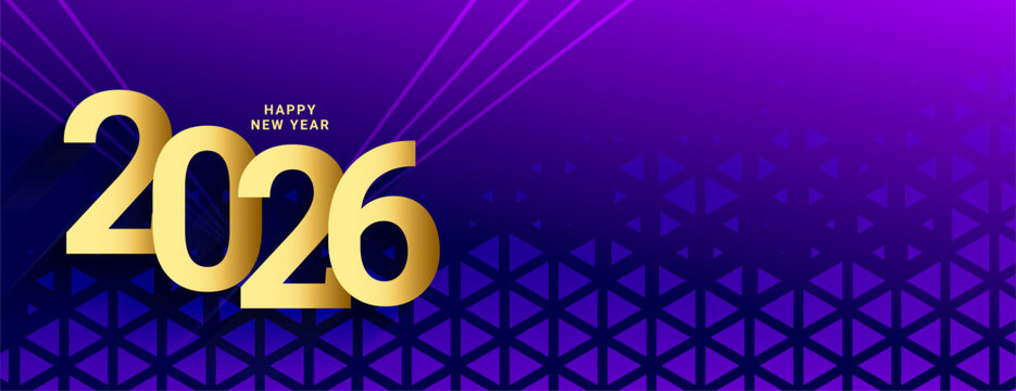 2026 new year purple banner with halftone effect