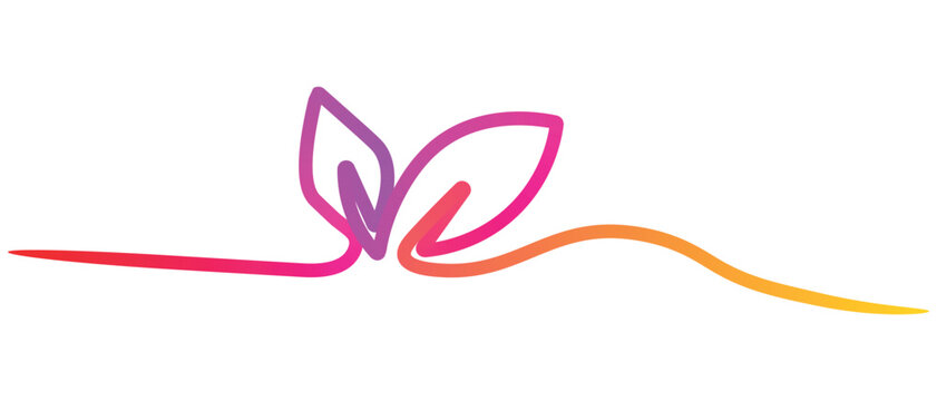 Abstract leaf illustration gradient colors design element with flowing line for eco friendly concepts and nature related presentations