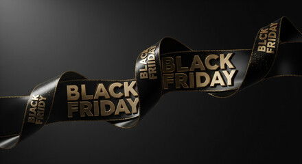 Black Friday Sale Ribbon on Dark Background