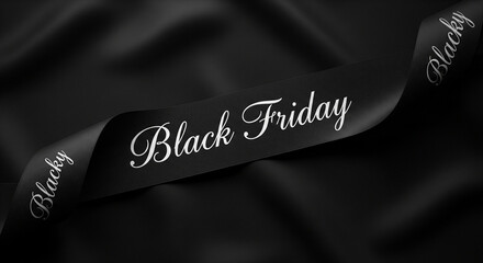 Black Friday Sale Ribbon on Dark Background