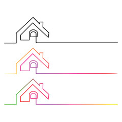 Modern House Line Art Icons for Real Estate and Architecture Concepts Presentation With Vibrant Gradient Color