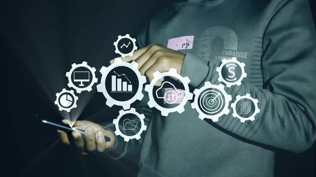 Digital marketing strategy and customer targeting concept .interface  marketing and customer target icons, symbolizing strategic planning, audience engagement, business growth,