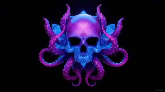 Skull with octopus tentacles