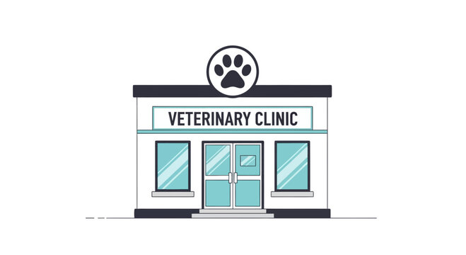 Charming veterinary clinic facade beckons pet owners with promise of expert care and compassion, ideal for veterinary marketing and animal healthcare campaigns